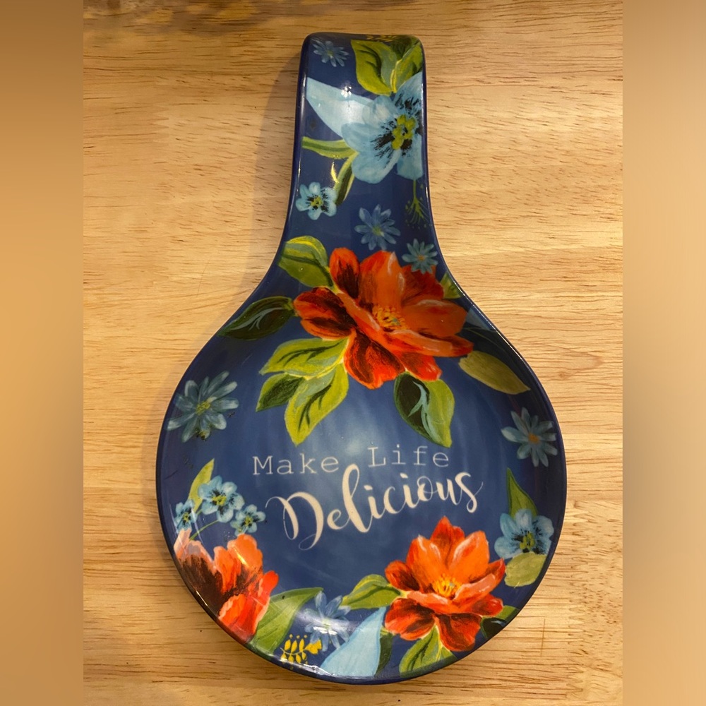 Pioneer Woman Spring Bouquet Spoon Rest Blue Floral Make Life Delicious
